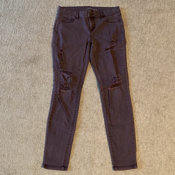 New York & Company Ripped Purple Legging Jeans - Picture 2 of 4